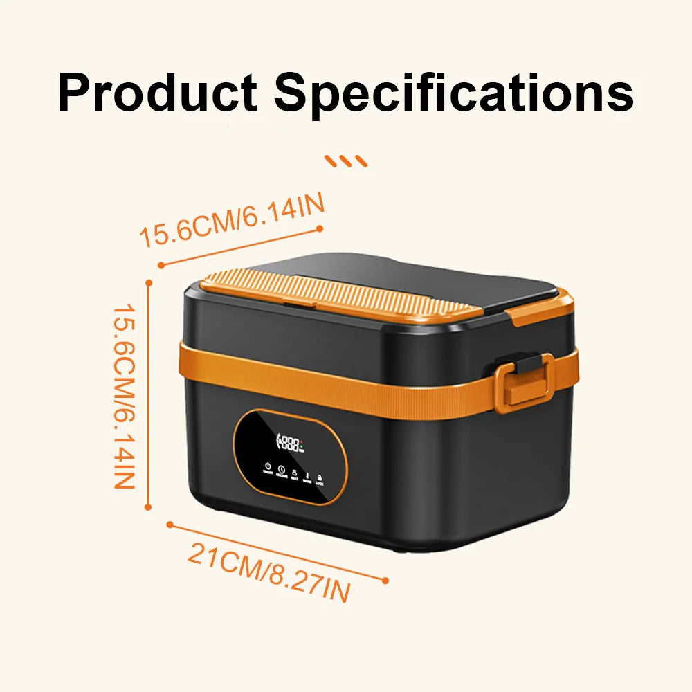 1500ml Electric Heated Lunch Box – Cordless Smart Food Warmer with Digital Control & 304 Stainless Steel Inner Container.