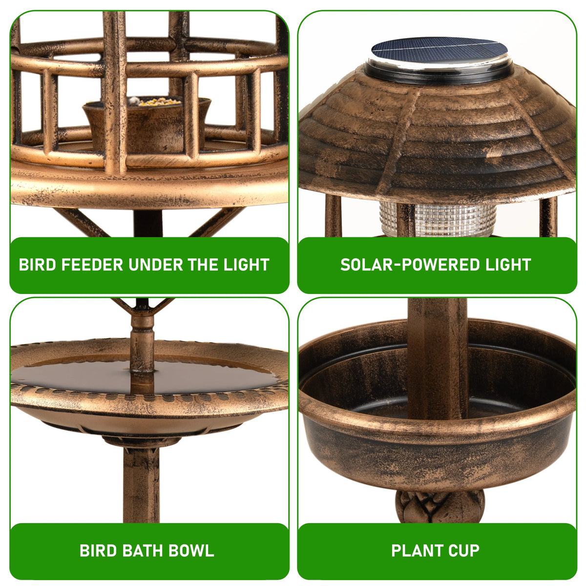 Solar Bird Bath & Feeder – Garden Bird Table with Solar Light.