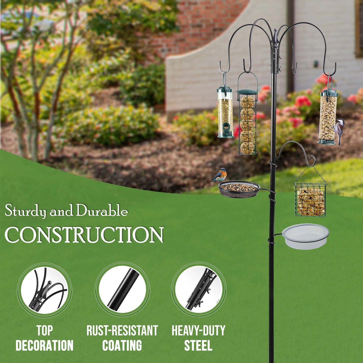 Bird Feeding Station with Water Bath & Stabilizer – Garden Bird Feeder,