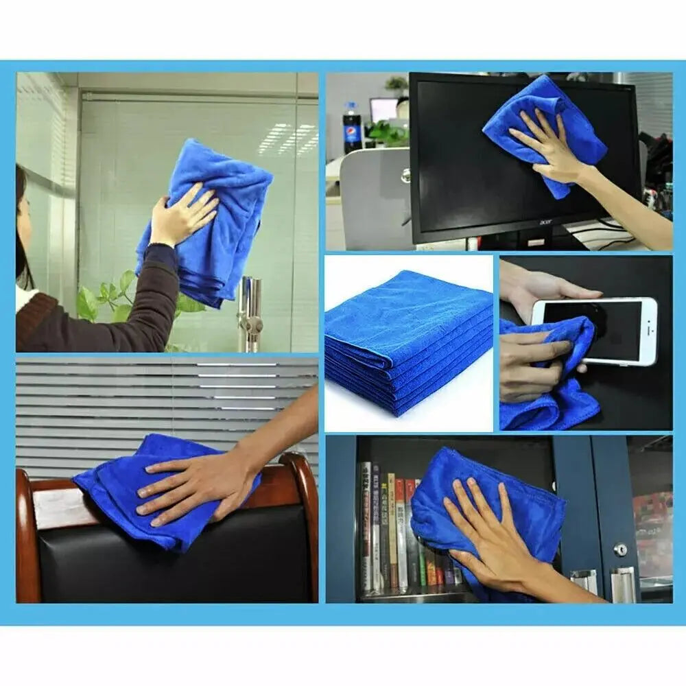 50-Pack Large Microfibre Cleaning Cloths – Soft Car Detailing Towels, Washable Dusting & Polishing Cloths for Auto & Household Use.cleani