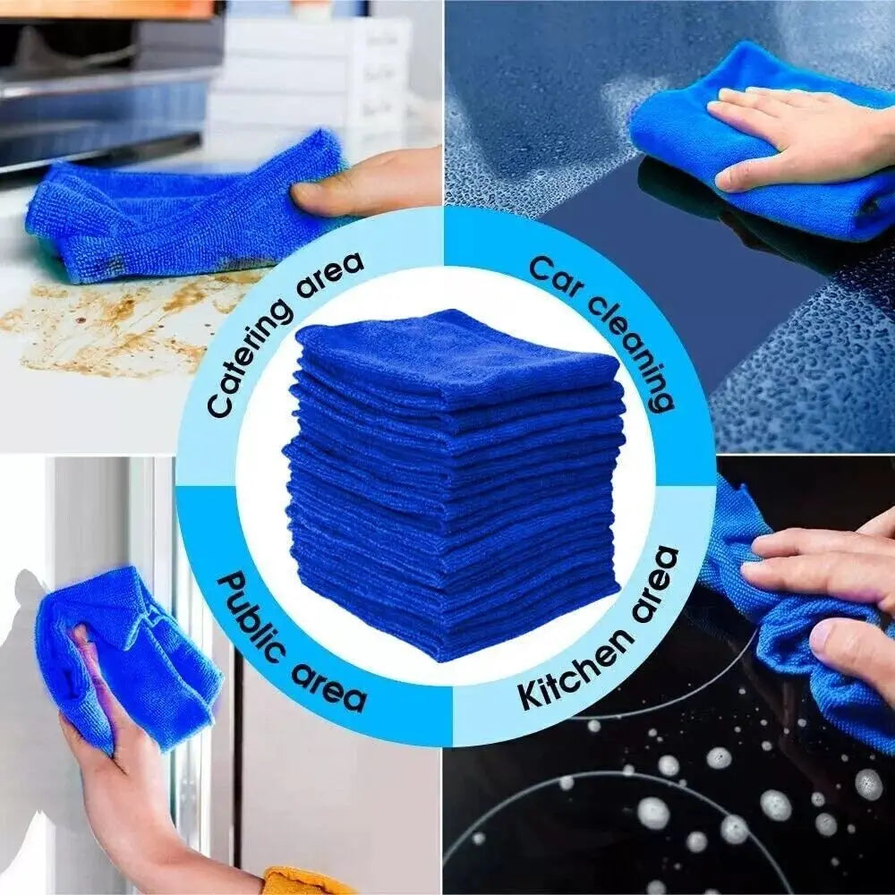 50-Pack Large Microfibre Cleaning Cloths – Soft Car Detailing Towels, Washable Dusting & Polishing Cloths for Auto & Household Use.cleani
