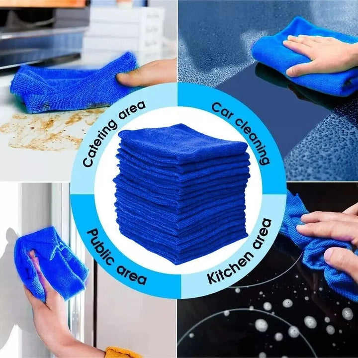 50-Pack Large Microfibre Cleaning Cloths – Soft Car Detailing Towels, Washable Dusting & Polishing Cloths for Auto & Household Use.cleani