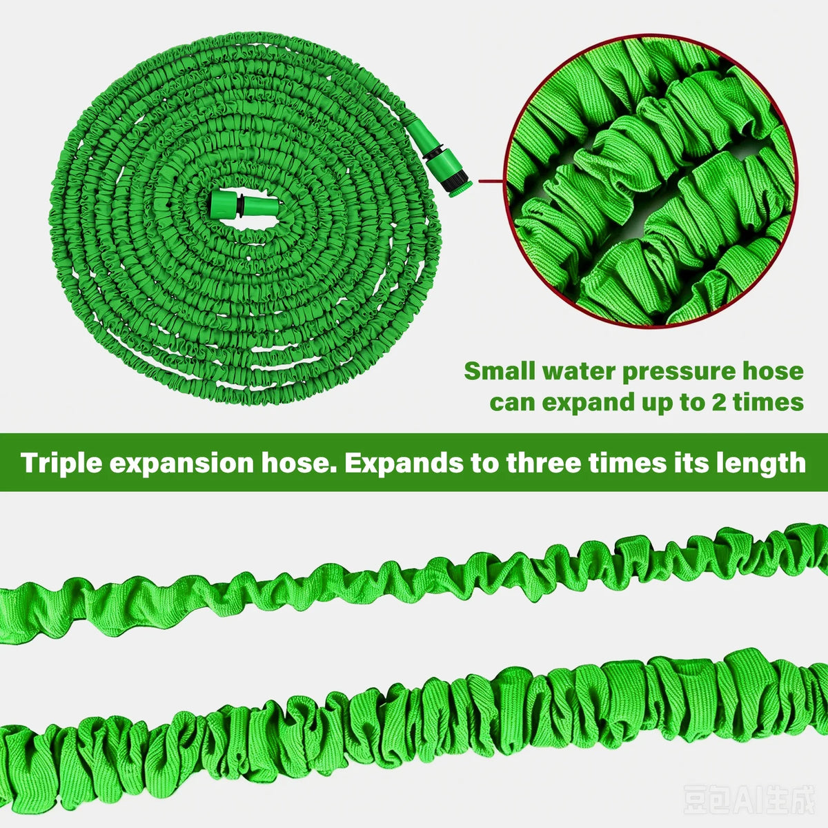 15M lightweight Expandable Garden Hose with 7-Function Spray Nozzle