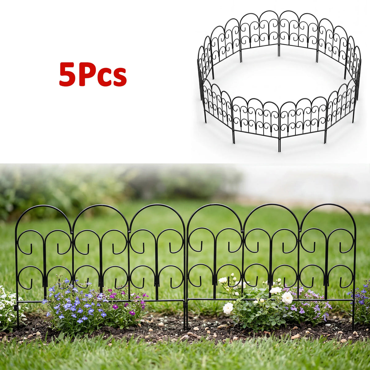 Rustproof Metal Garden Fence Panels – Flower Bed Border & Animal Barrier.