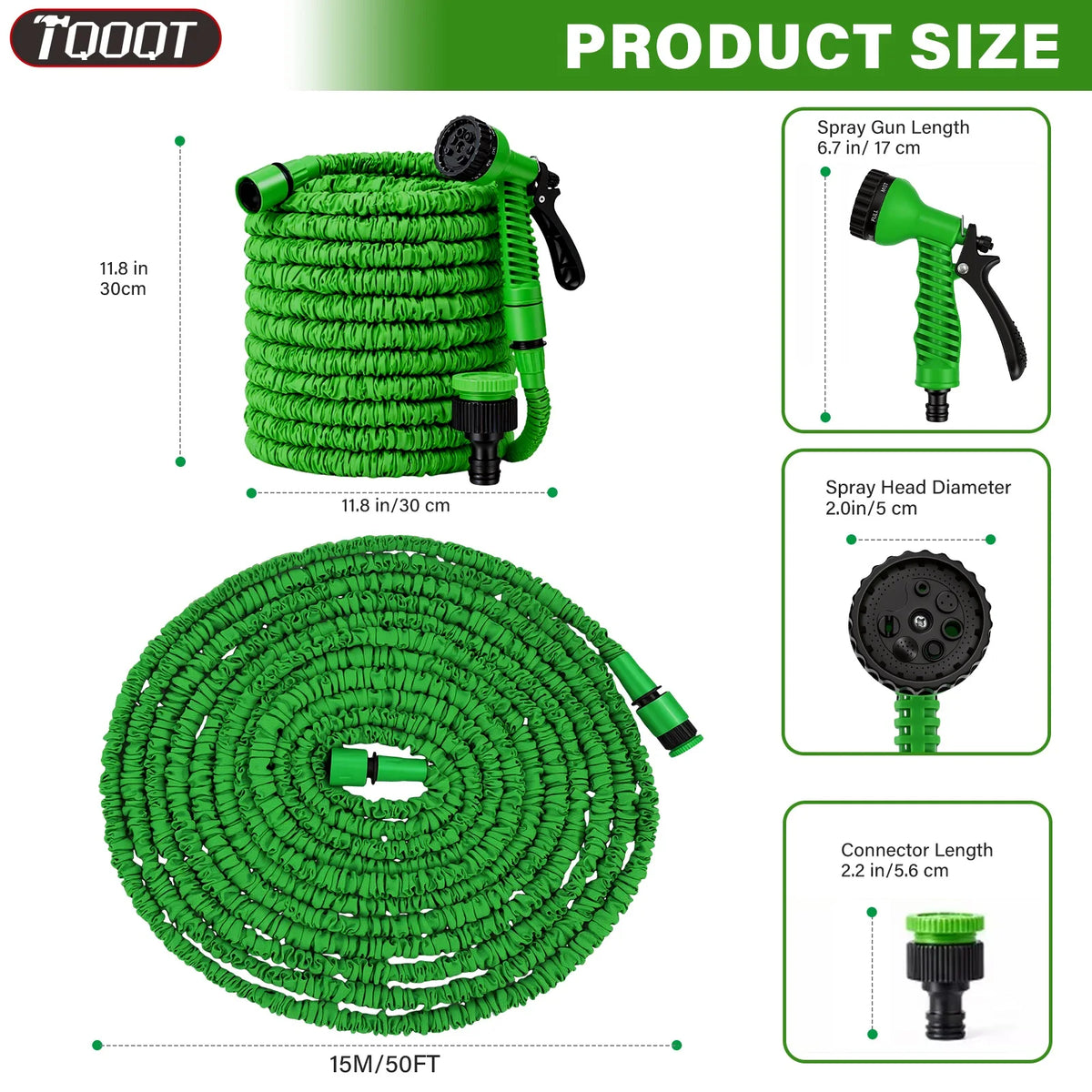 100-200FT Lightweight Expandable Garden Hose with 7-Function Spray Nozzle.
