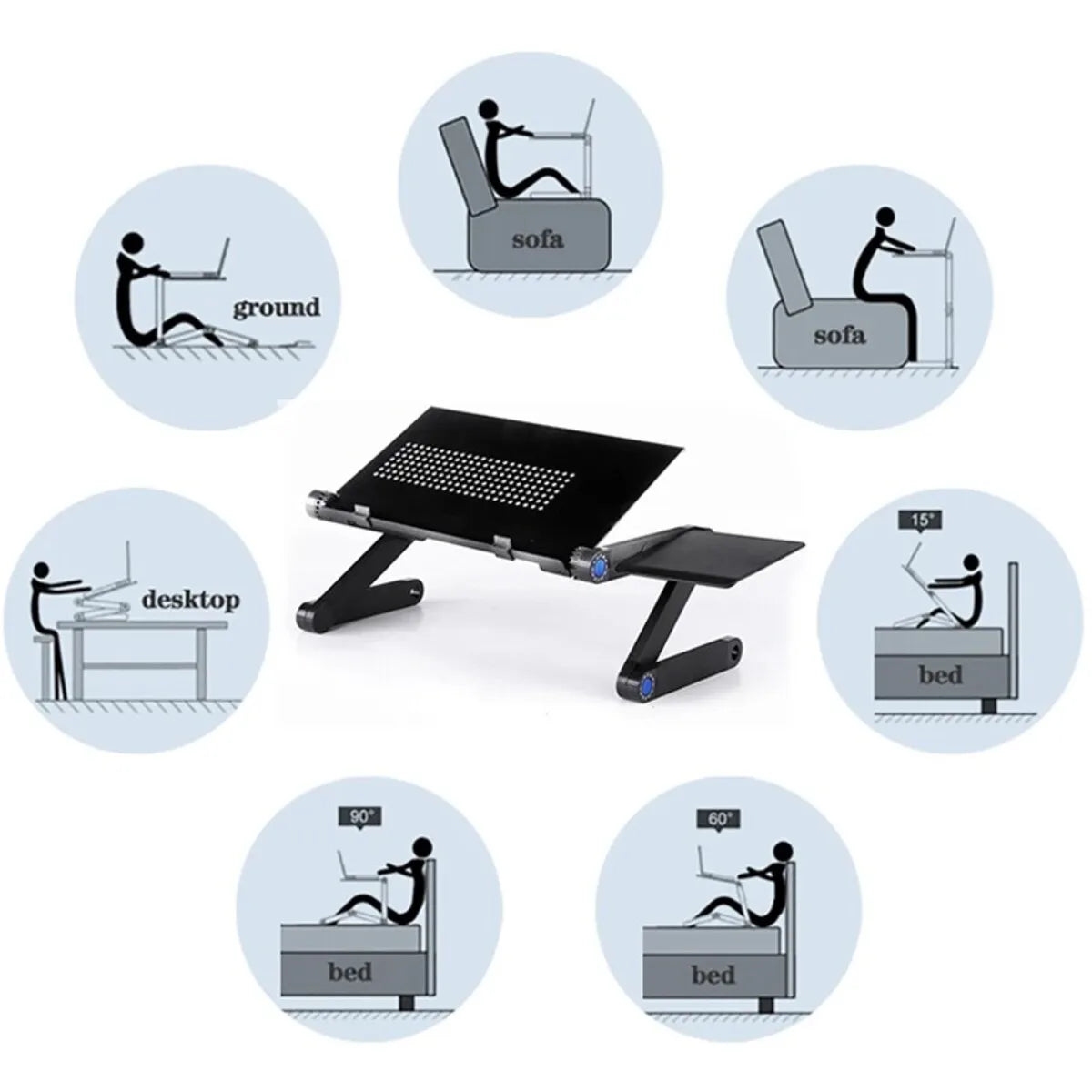 Adjustable Folding Laptop Stand Table – Portable Sofa Lap Desk & Computer Tray.