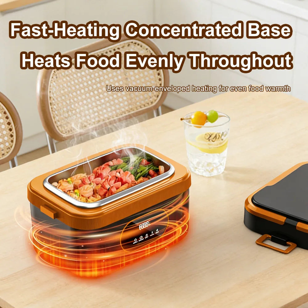 1500ml Electric Heated Lunch Box – Cordless Smart Food Warmer with Digital Control & 304 Stainless Steel Inner Container.
