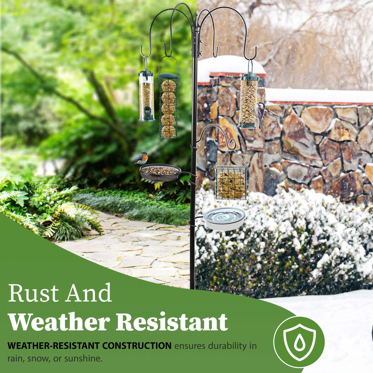 Bird Feeding Station with Water Bath & Stabilizer – Garden Bird Feeder,