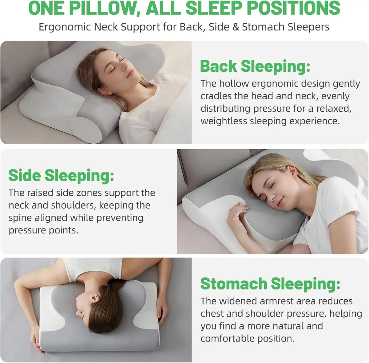 Adjustable Memory Foam Cervical Pillow – Ergonomic Contour Neck Support.
