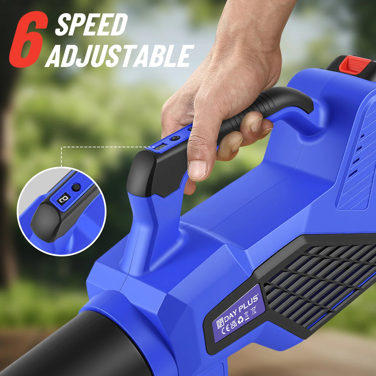 3000W Cordless Leaf Blower – 21V 4000mAh Battery, 6-Speed Adjustable.