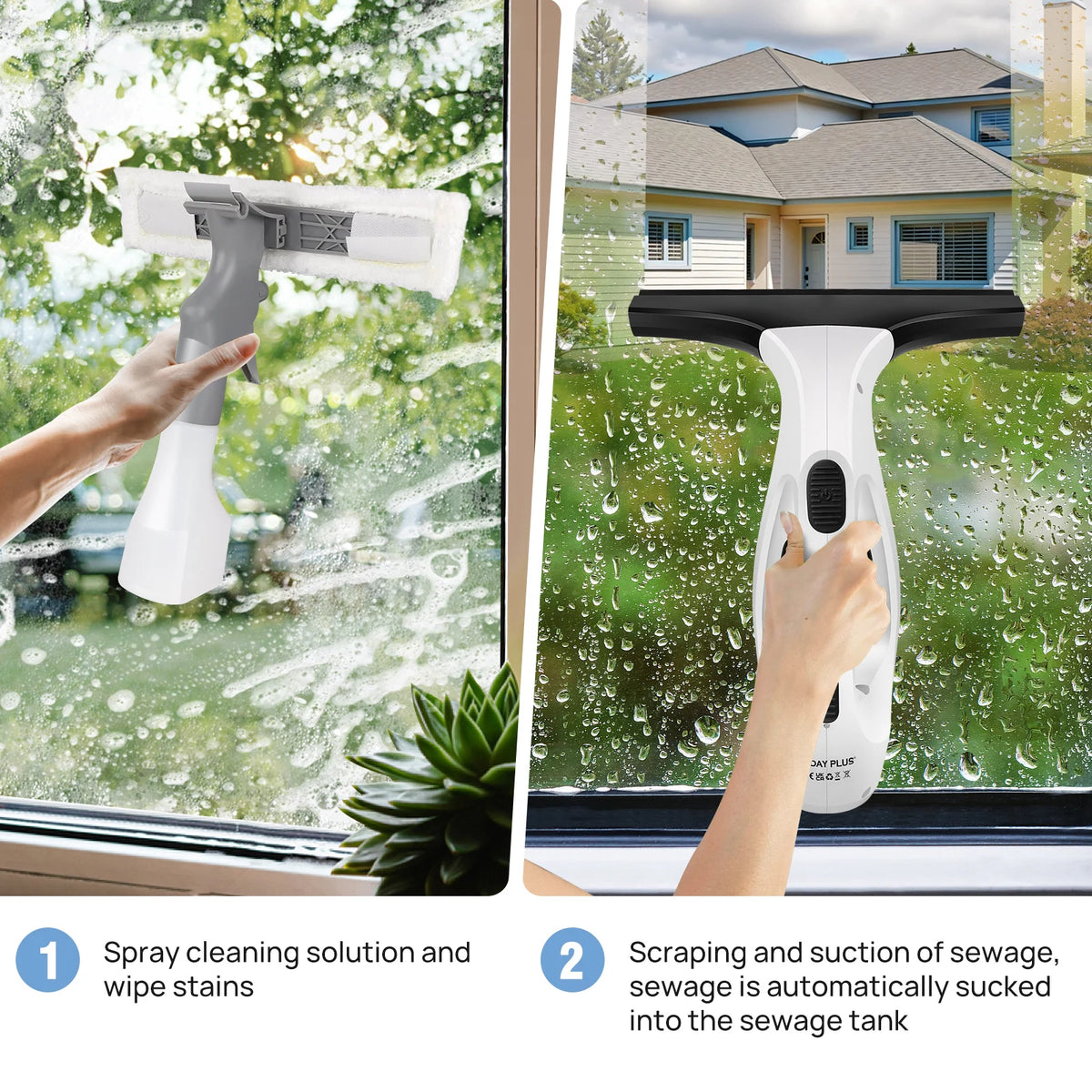 Cordless Window Vacuum Cleaner – Rechargeable Handheld Glass Cleaner with 60-Minute Runtime, Squeegee & Microfibre Cloth for Windows, Mirrors & Condensation.