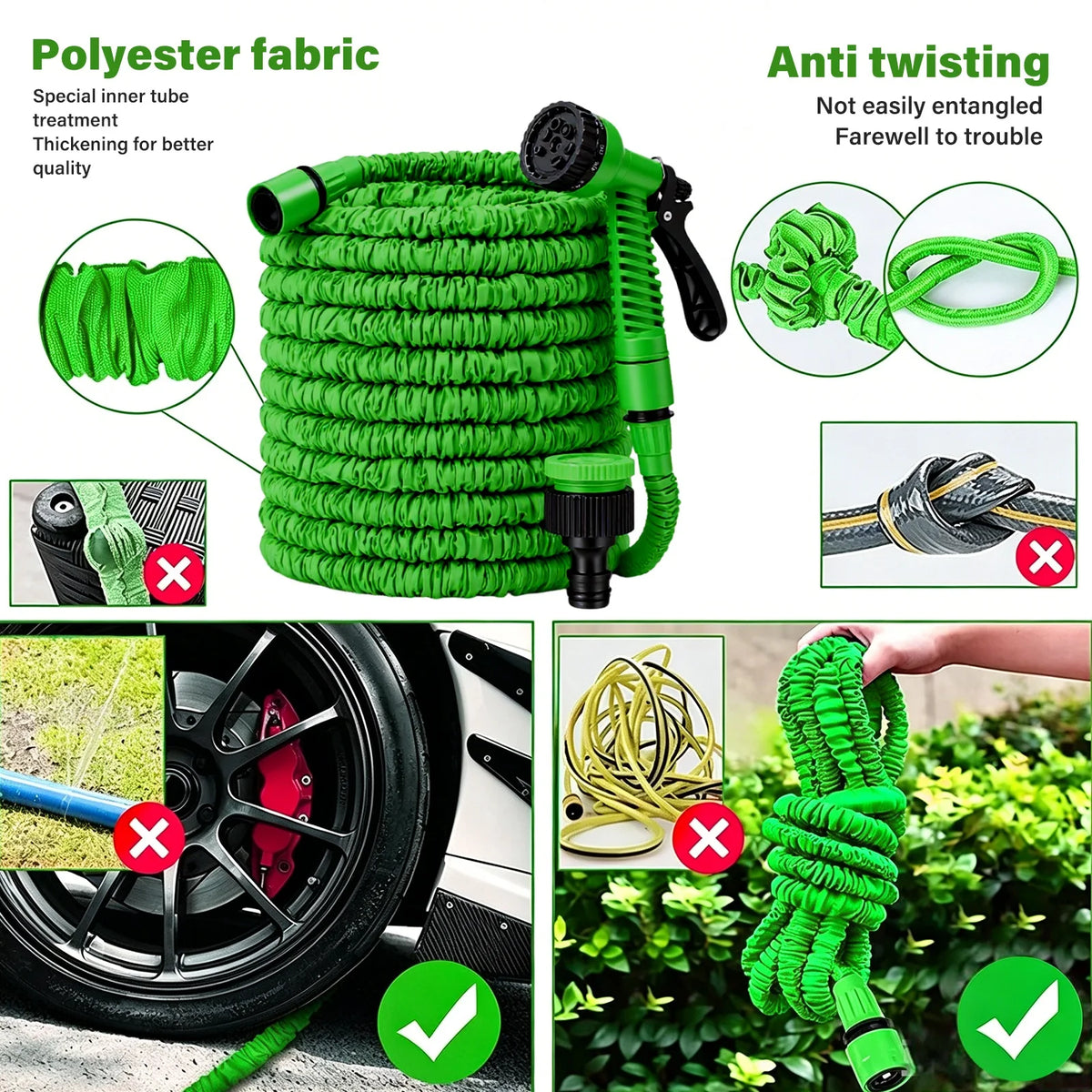 15M lightweight Expandable Garden Hose with 7-Function Spray Nozzle