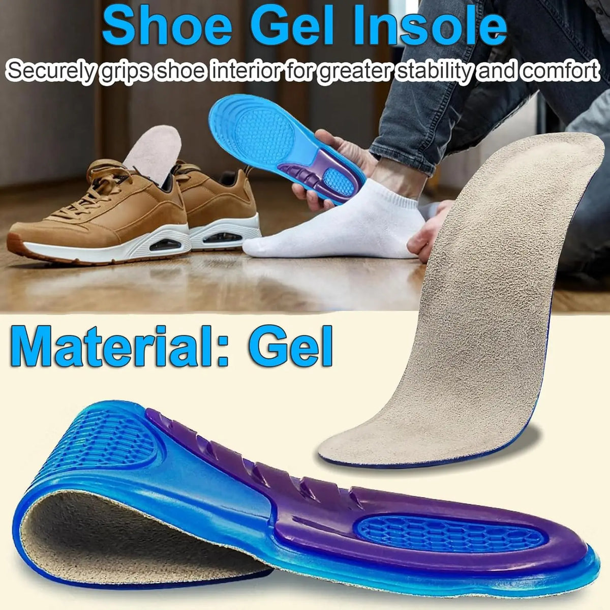 Gel Orthopaedic Insoles with Arch Support & Shock Absorption – Unisex