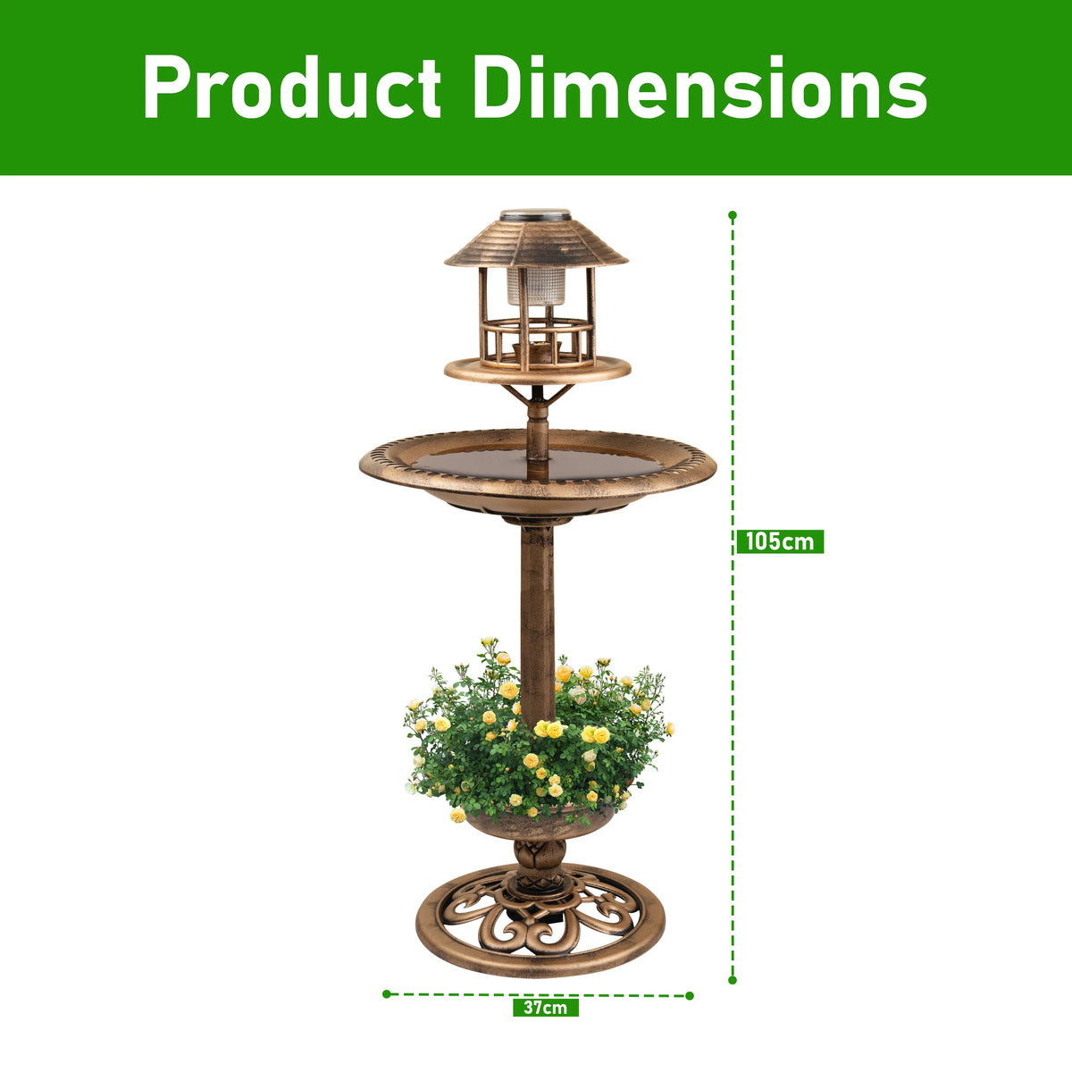 Solar Bird Bath & Feeder – Garden Bird Table with Solar Light.