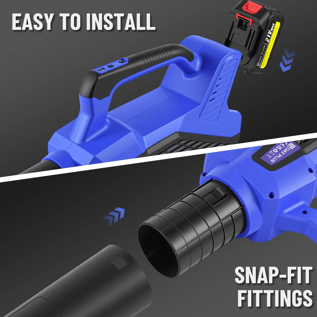 3000W Cordless Leaf Blower – 21V 4000mAh Battery, 6-Speed Adjustable.