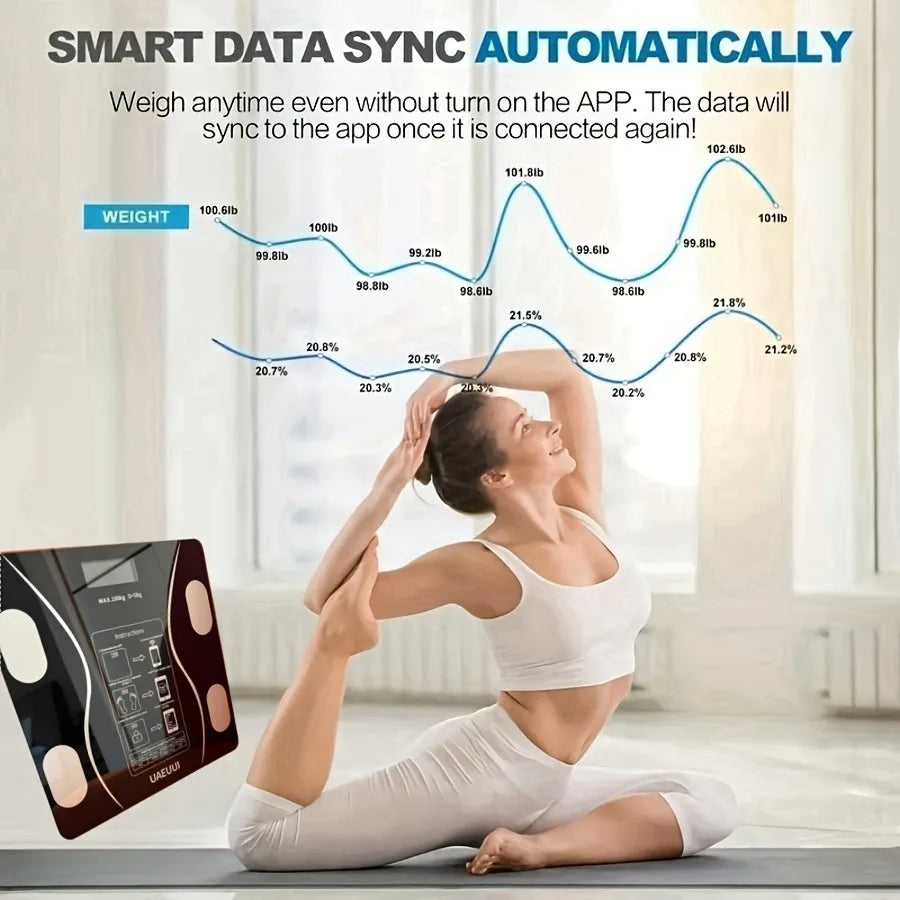 Smart Digital Bathroom Scale – Body Weight & Body Fat Monitor, Compact Electronic Fitness Scale.