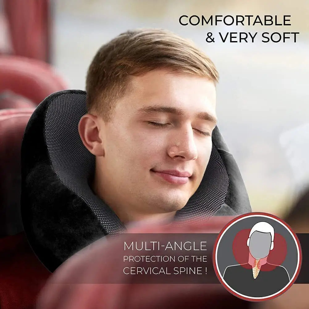Travel Neck Pillow with Eye Mask, Earplugs & Carry Bag.
