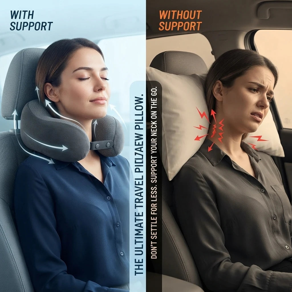 Travel Neck Pillow Set with Eye Mask & Ear Plugs.