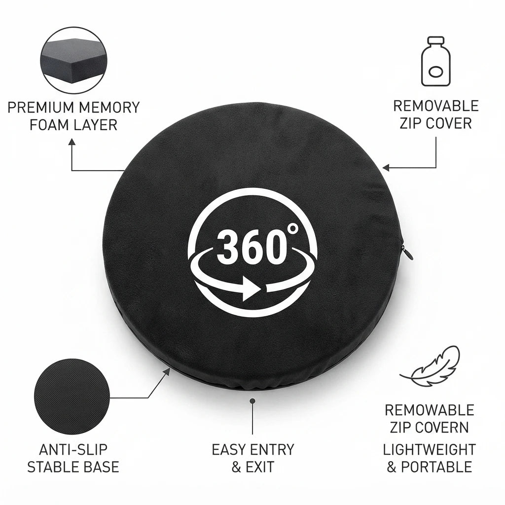 360° Rotating Memory Foam Seat Cushion.