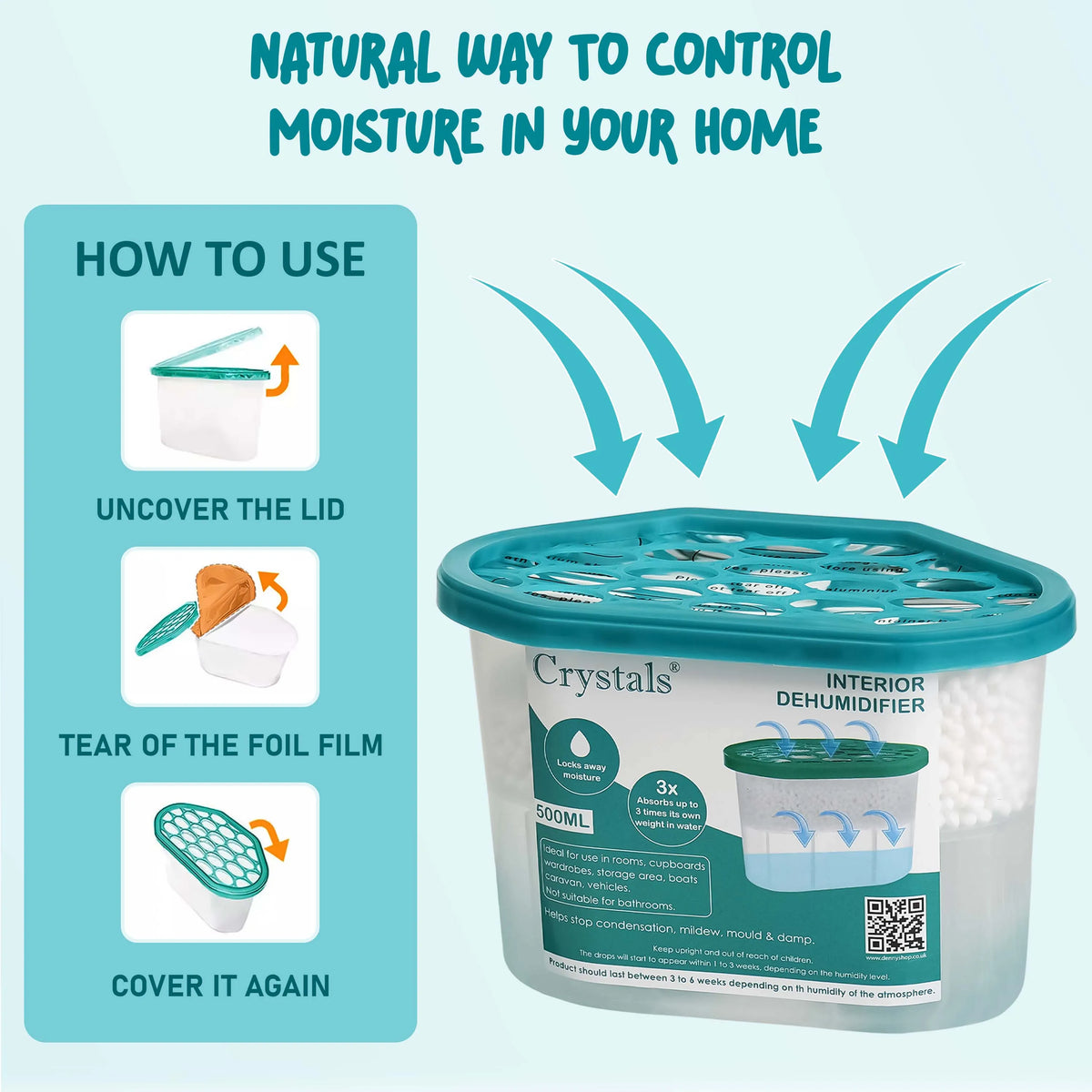 Dehumidifier Damp Trap – Moisture Absorber for Mould & Mildew Prevention.