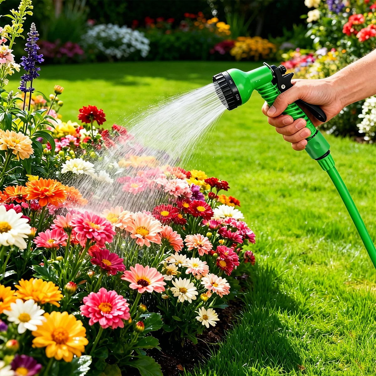 100-200FT Lightweight Expandable Garden Hose with 7-Function Spray Nozzle.