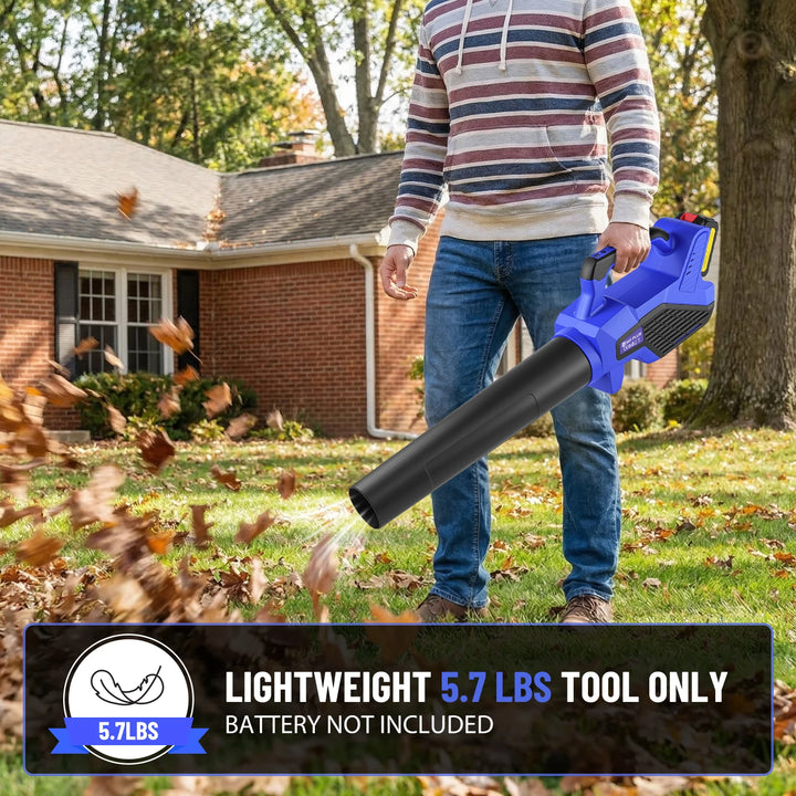 3000W Cordless Leaf Blower – 21V 4000mAh Battery, 6-Speed Adjustable.