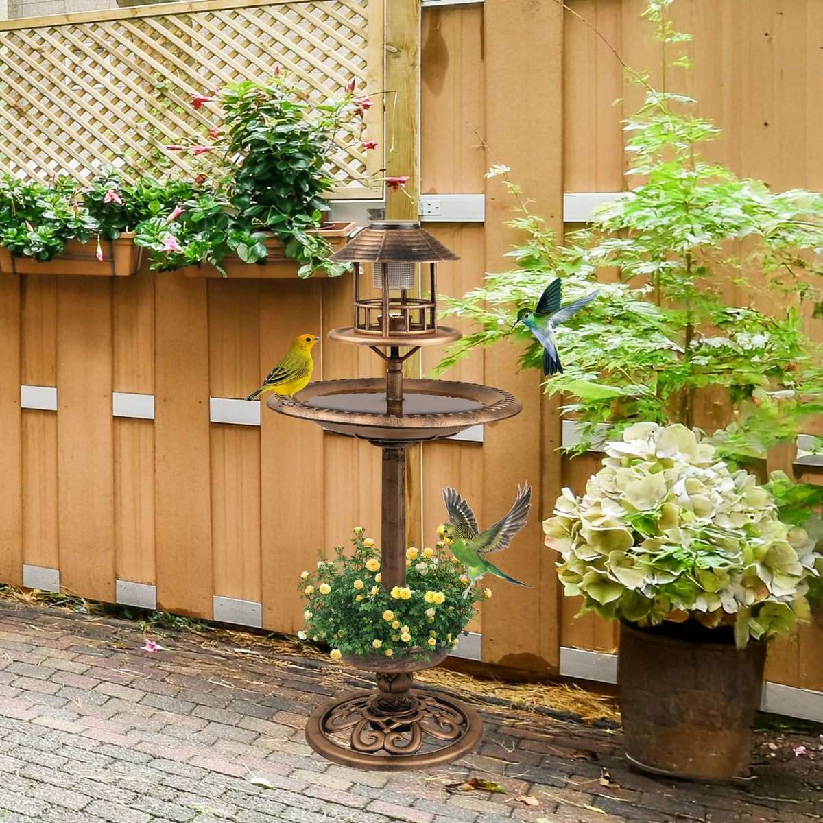 Solar Bird Bath & Feeder – Garden Bird Table with Solar Light.