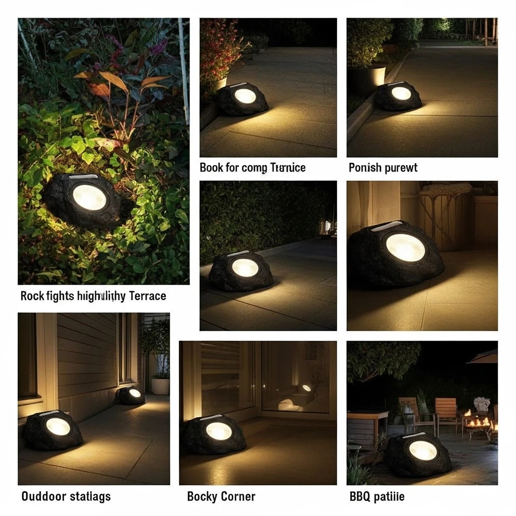 2 Pack Solar Rock Lights Outdoor Garden Landscape Stone Lights.