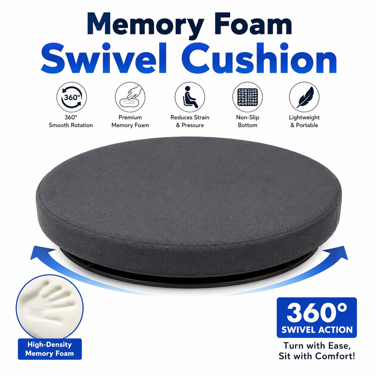 360° Rotating Memory Foam Seat Cushion.