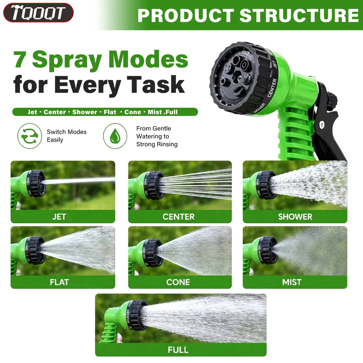100-200FT Lightweight Expandable Garden Hose with 7-Function Spray Nozzle.