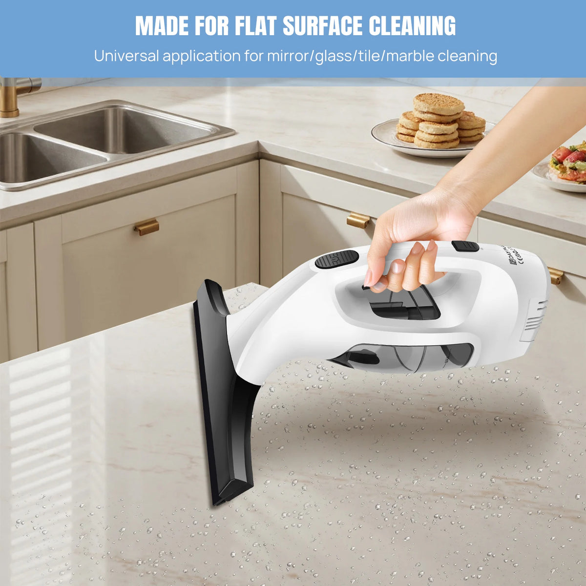 Cordless Window Vacuum Cleaner – Rechargeable Handheld Glass Cleaner with 60-Minute Runtime, Squeegee & Microfibre Cloth for Windows, Mirrors & Condensation.