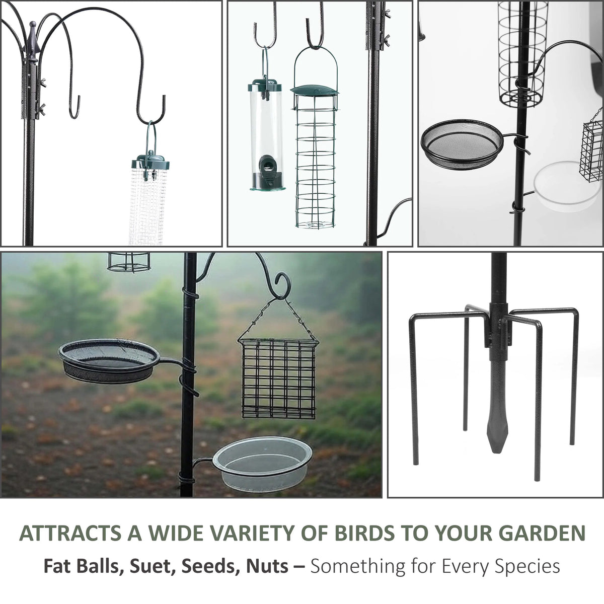 Bird Feeding Station with Water Bath & Stabilizer – Garden Bird Feeder,