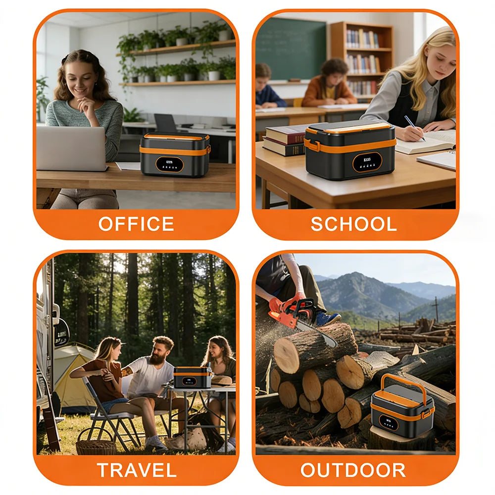 1500ml Electric Heated Lunch Box – Cordless Smart Food Warmer with Digital Control & 304 Stainless Steel Inner Container.