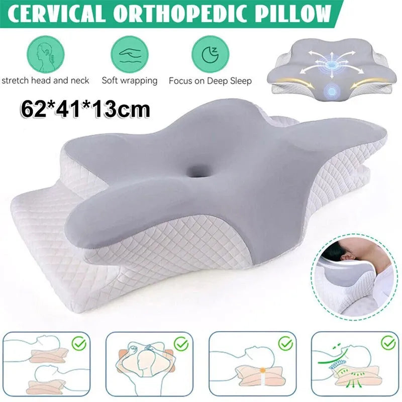 Memory Foam Cervical Pillow – Ergonomic Contoured Neck & Head Support Pillow for Sleeping.