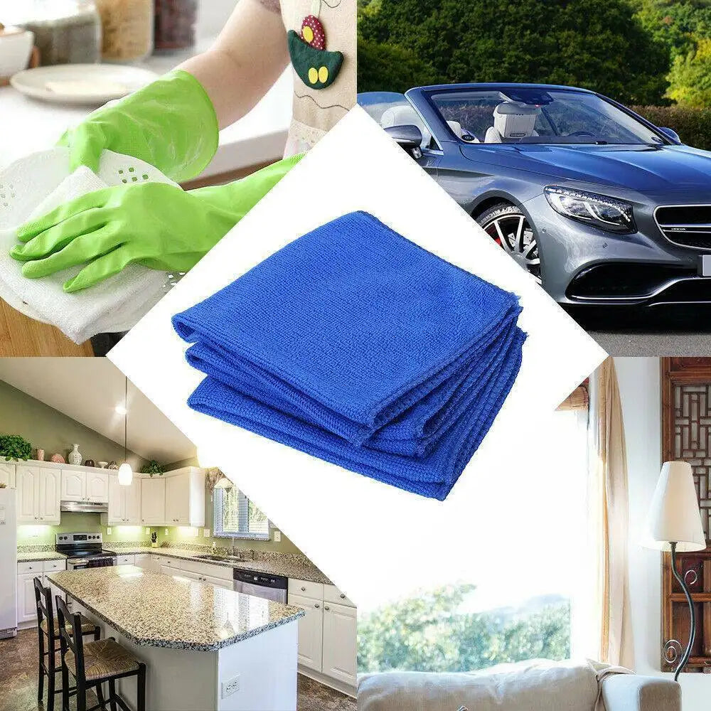 50-Pack Large Microfibre Cleaning Cloths – Soft Car Detailing Towels, Washable Dusting & Polishing Cloths for Auto & Household Use.cleani