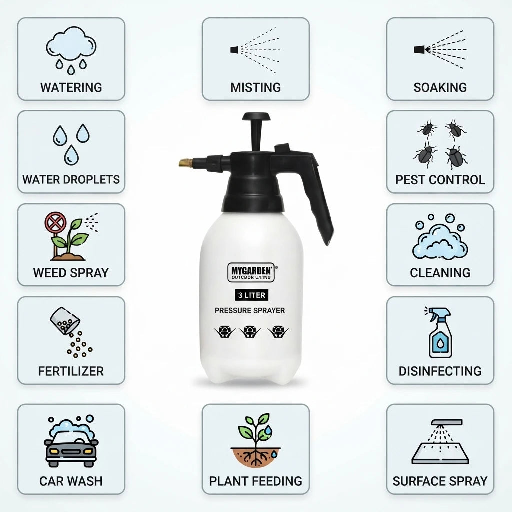 3L Pressure Sprayer – Handheld Garden Pump Sprayer with Adjustable Nozzle.