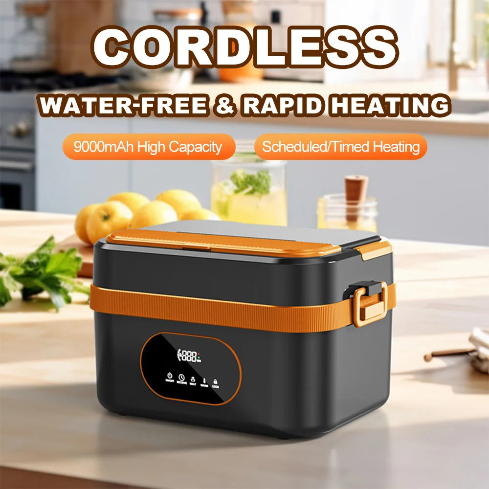 1500ml Electric Heated Lunch Box – Cordless Smart Food Warmer with Digital Control & 304 Stainless Steel Inner Container.