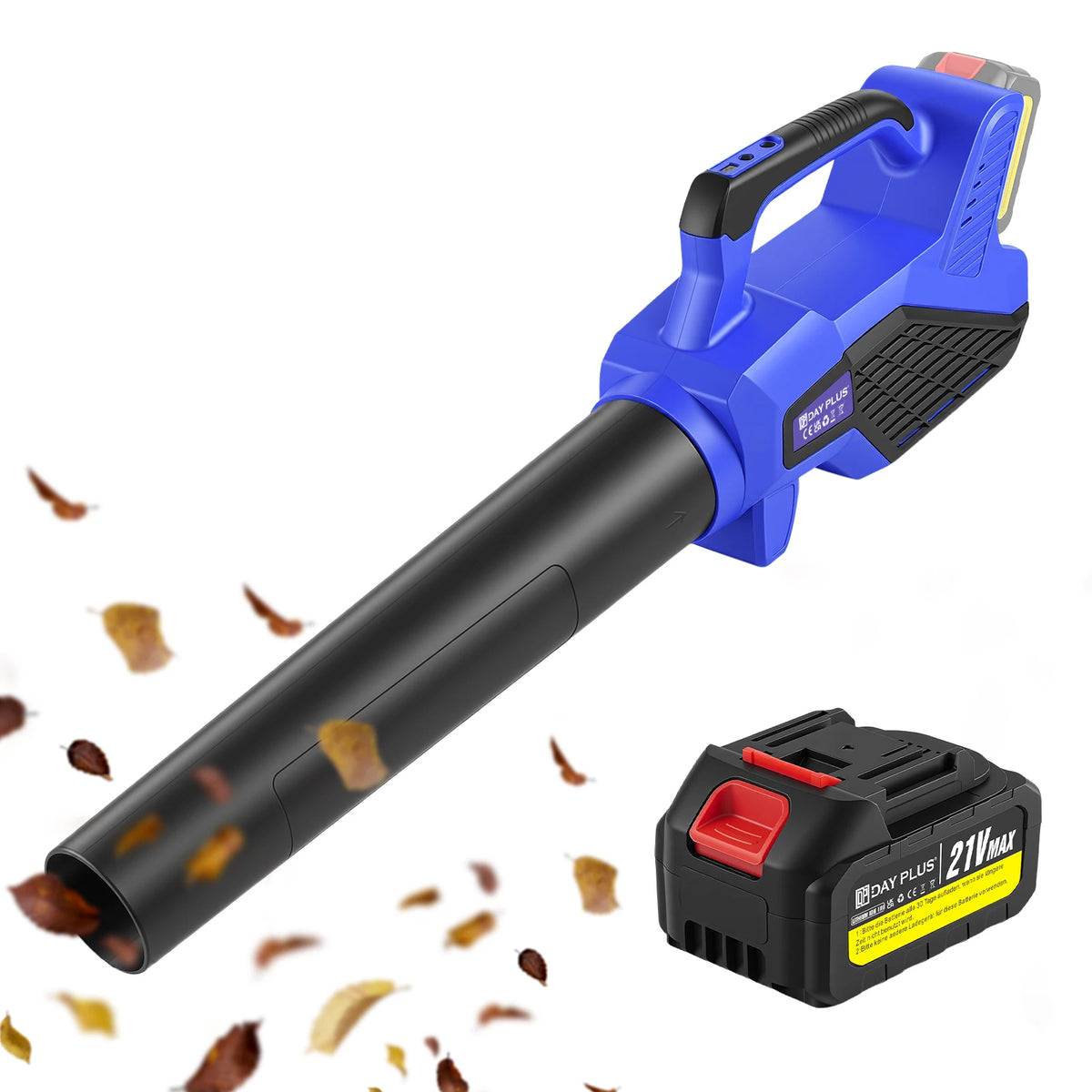 3000W Cordless Leaf Blower – 21V 4000mAh Battery, 6-Speed Adjustable.