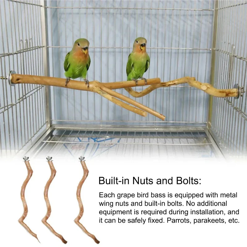 Natural Parrot Perch – Wooden Bird Stand & Climbing Branch for Parakeets.