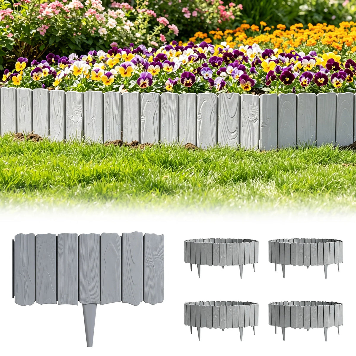 20-Piece Imitation Stone Garden Fence – Decorative Lawn & Plant Border Edging.