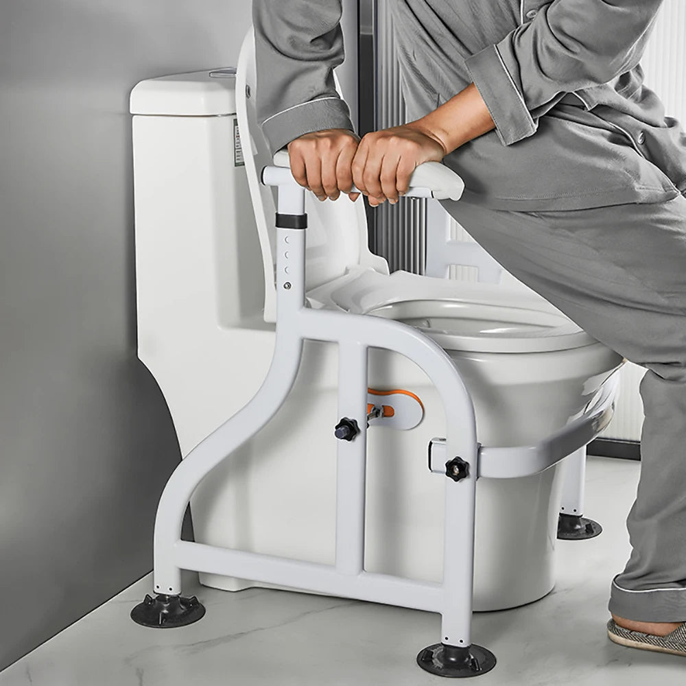 Toilet Safety Rail with Suction Cups – Bathroom Support Handle for Seniors & Adults.