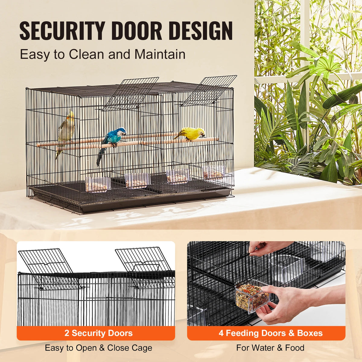 SucceBuy 30-Inch Stackable Bird Cage – Portable Travel Cage with Handle & Perches.
