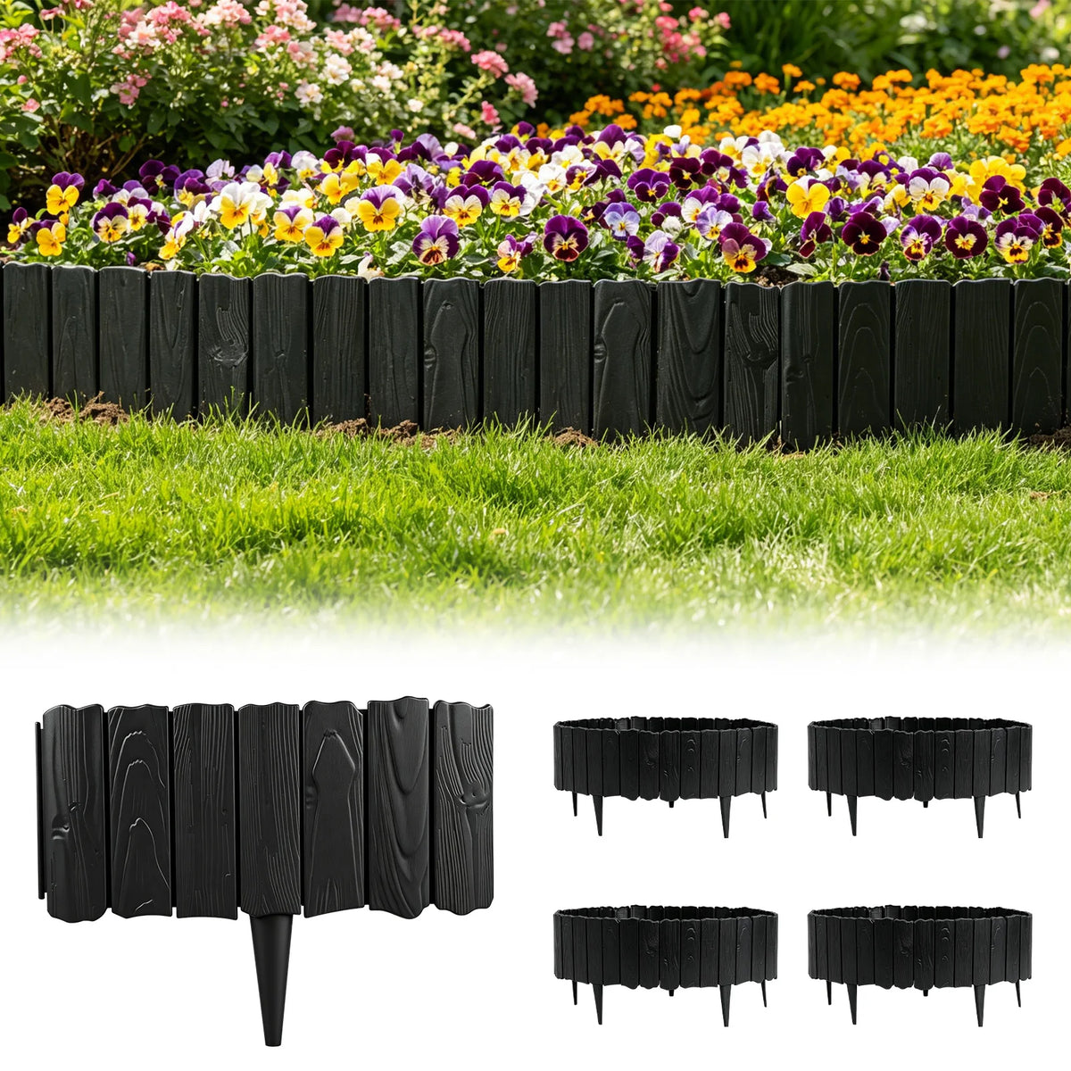 20-Piece Imitation Stone Garden Fence – Decorative Lawn & Plant Border Edging.