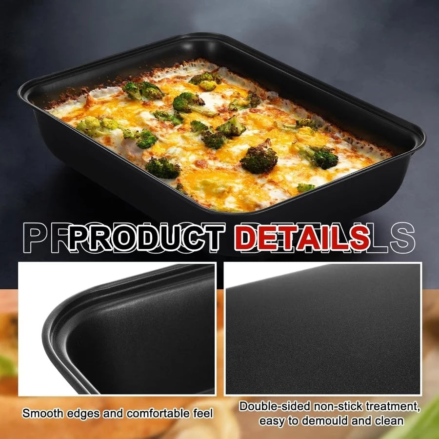 3-Piece Carbon Steel Non-Stick Baking Tray Set – 3 Sizes for Cakes, Bread & Pastries.