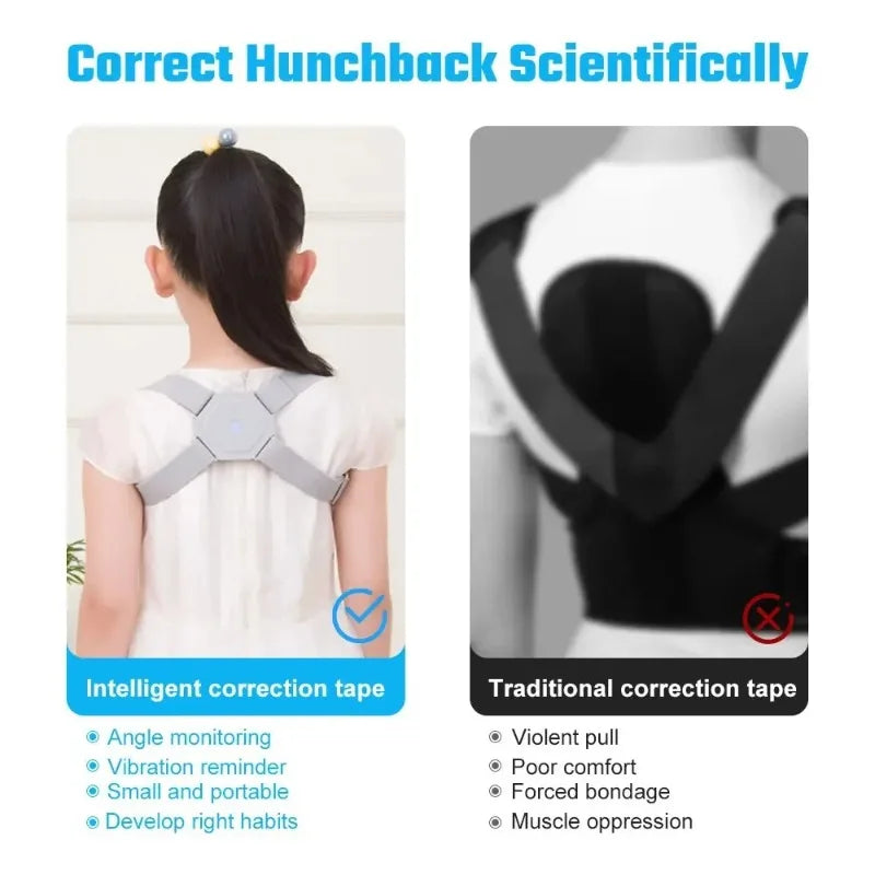 Smart Posture Corrector with Vibration Reminder – Adjustable Back Support Belt for Adults & Kids, Home & Office.