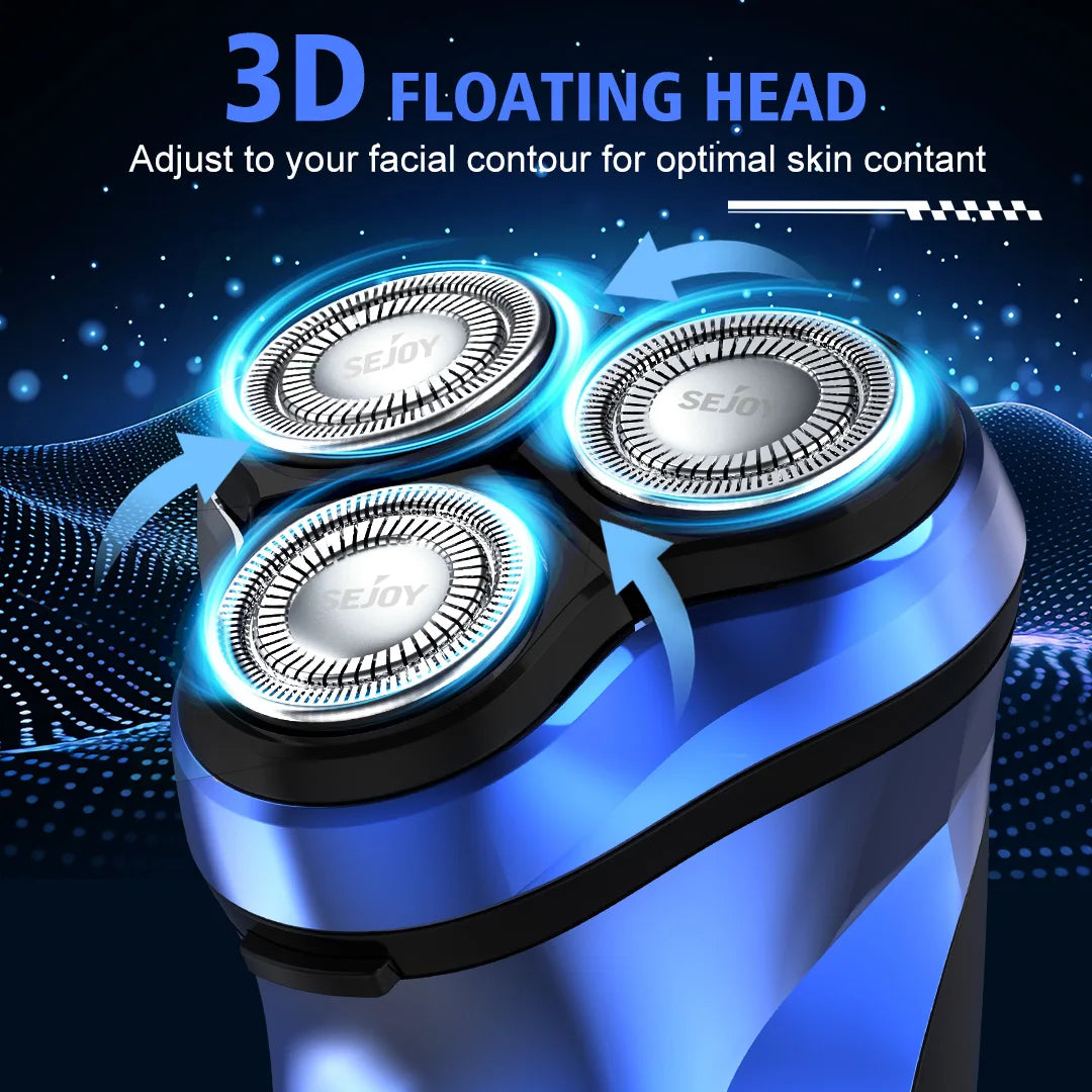 Men's Electric Shaver – Cordless Rotary Razor with Pop-Up Trimmer, Wet & Dry Use, USB Fast Charging for Travel.