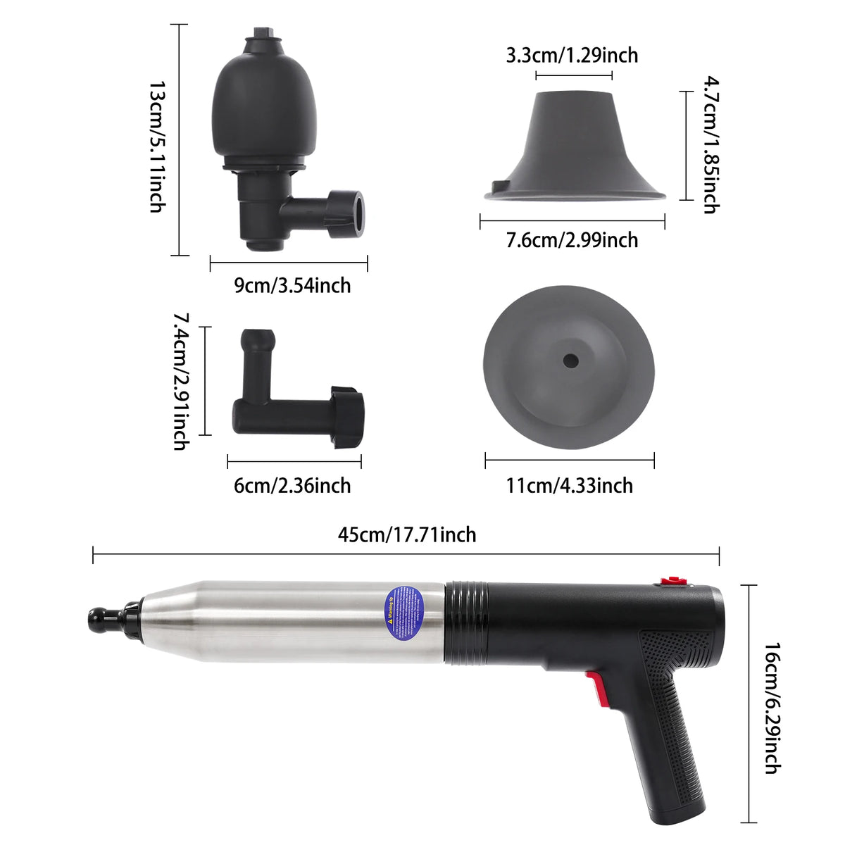 Electric High-Pressure Toilet Plunger – Automatic Drain Unclogging Pump for Squat Toilets, Floor Drains & Bathroom Sinks.