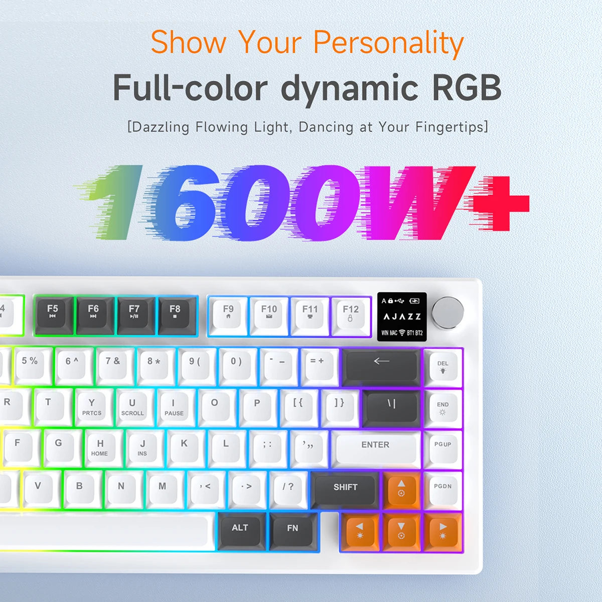 Wireless Tri-Mode Mechanical Keyboard – 75% Layout, RGB, Display & Multi-Function Knob.