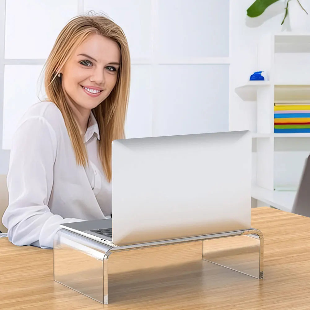 Acrylic Monitor & Laptop Stand Riser – Desktop Organiser with Keyboard & Storage Space.
