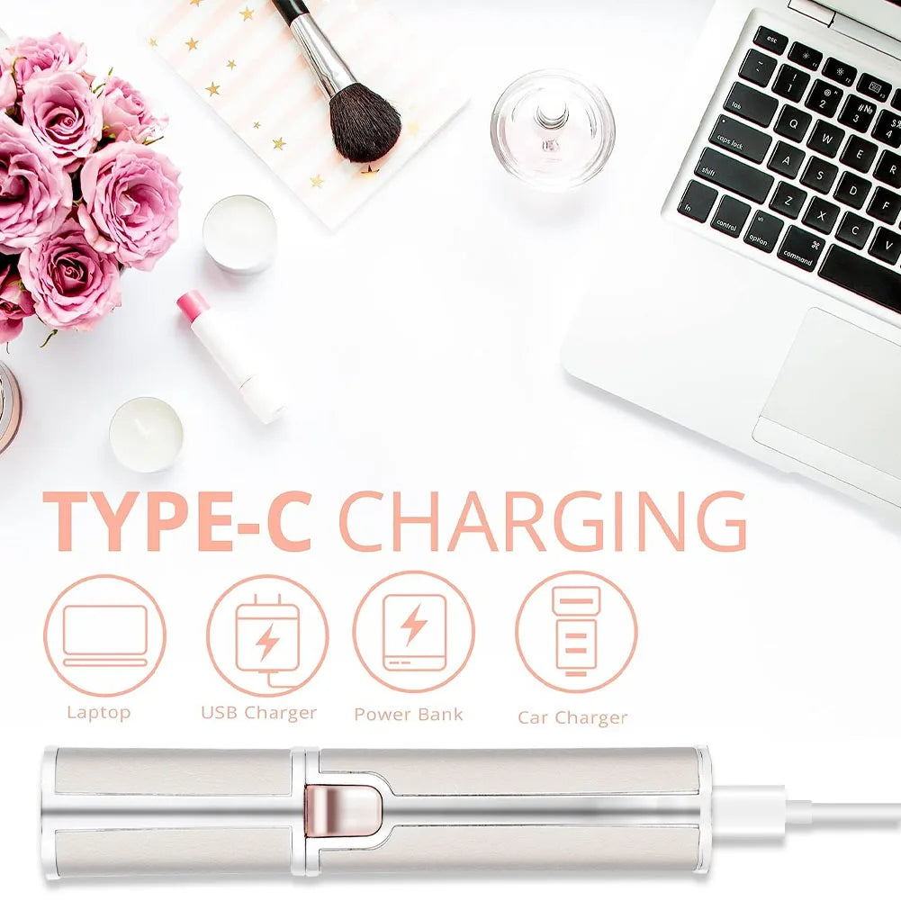 2-in-1 Women's Electric Eyebrow Trimmer – USB Rechargeable Nose Hair Remover with Washable Head.